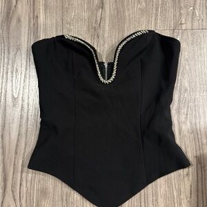 Fashion Nova Black Strapless Top with Silver Accents